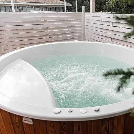 Купель Фурако Polar Spa ELITE 220 круглая с интегрированной печью для 6-8 человек (термососна темная) фото  фото - 11
