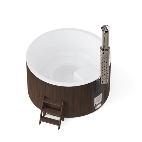 Купель Polar Spa ELITE 200 круглая с интегрированной печью для 2-4 человек (термососна темная) фото  фото - 1