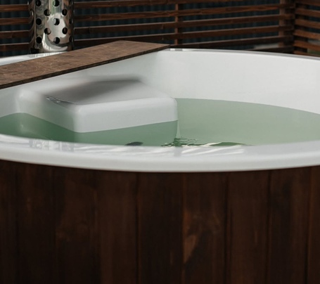 Купель Polar Spa ELITE 200 круглая с интегрированной печью для 2-4 человек (термососна темная) фото  фото - 15
