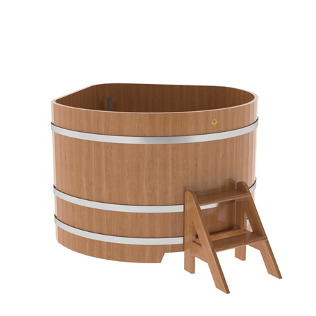 BentWood угловая из дуба (1,37 х1,37 м.), h=1 м. Натуральная Премиум купель фото  фото - 1